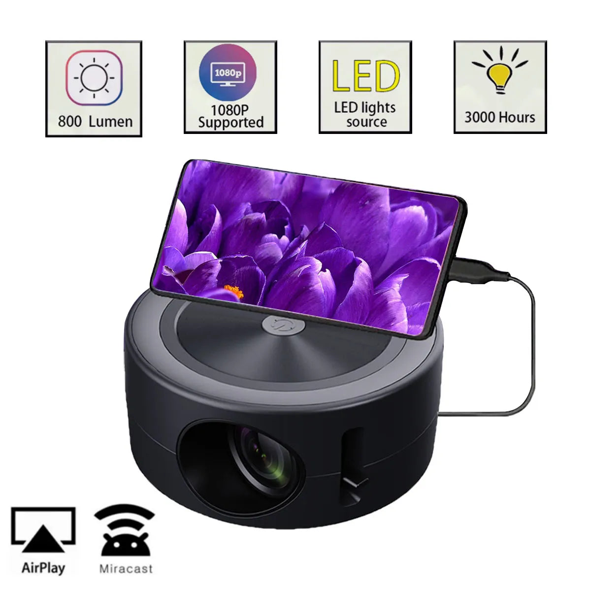 Salange A10 Mini Led Projector 1080P Supported Portable Proyector