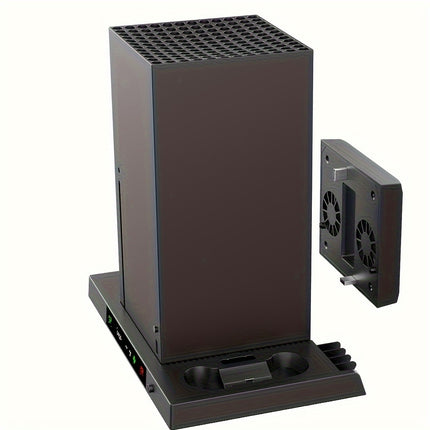 Soporte de Enfriamiento para Xbox Series X con Carga para Controlador, Luz RGB, Ventiladores Dobles y Soporte para Auriculares.
