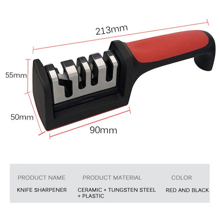 Afilador de cuchillos de cocina multifuncional portátil de 3/4 segmentos - Piedra de afilar negra