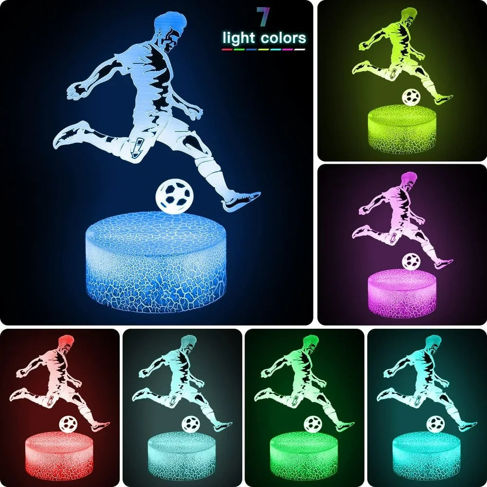 Lámpara LED Nocturna para Niños - Ilusión 3D de Fútbol con 7 Cambios de Color