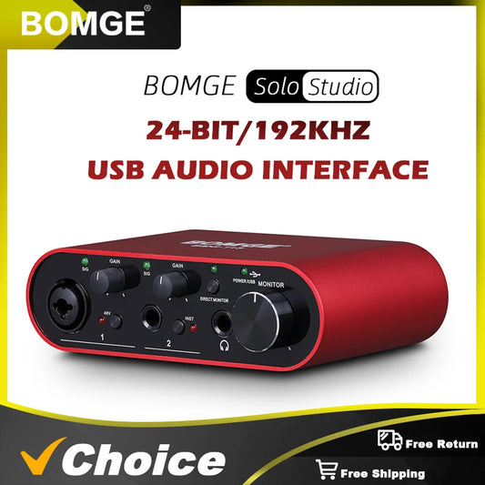 BOMGE BMG-11S: Interfaz de Audio Profesional 24-Bit/192kHz con Amplificador de Auriculares para Grabación en Vivo