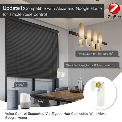 Control de voz para persianas enrollables motorizadas DIY con ZigBee, integradas con Tuya Smart Life APP y compatibles con Alexa y Google Home
