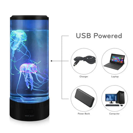 Lámpara LED de Medusas Cambiantes de Color - Recargable por USB,