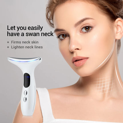Dispositivo de Belleza Facial y Cuello EMS Microcorriente LED Antienvejecimiento y Reafirmante