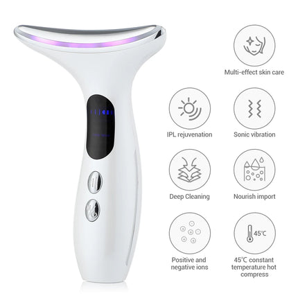Dispositivo de Belleza Facial y Cuello EMS Microcorriente LED Antienvejecimiento y Reafirmante