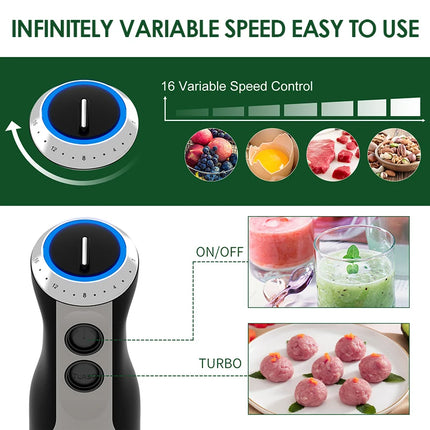 Batidora de Mano Eléctrica Wancle de 1000W 5 en 1: Potente Mezclador de Cocina para Batir, Picar Carne y Procesar Alimentos