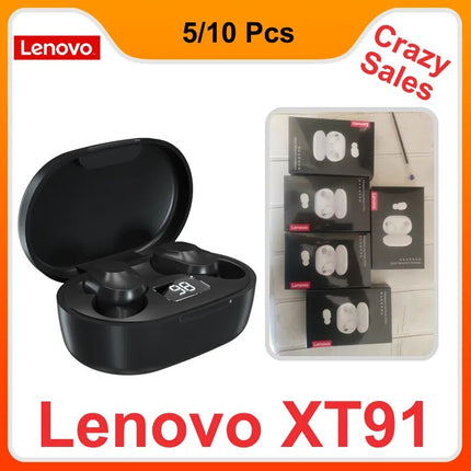 Audífonos Lenovo XT91: Auriculares Bluetooth TWS para Gaming con Pantalla de Batería y Control Táctil (5/10 Piezas)
