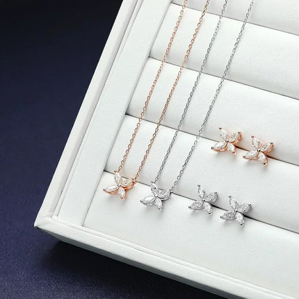 Butterfly Moissanite Jewelry Set Plata ley 925