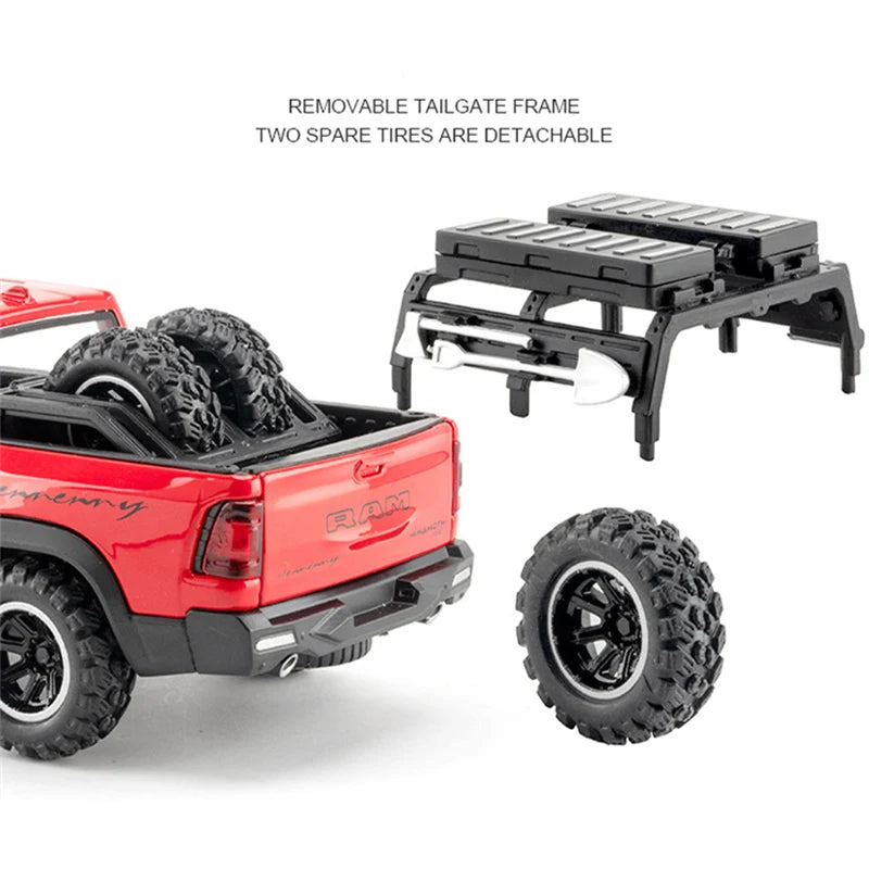 Camioneta todoterreno Dodge Mammoth 1000 TRX: Vehículo Off-road de Metal con Sonido y Luces, Juguete Educativo para Niños