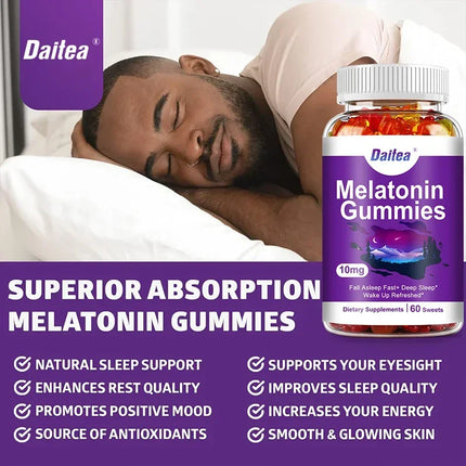 Melatonina 10 mg de gomitas para adultos (60 gomitas) - Gomitas para dormir y dormir profundo de máxima resistencia - Sin gluten, sin OGM, vegetarianas