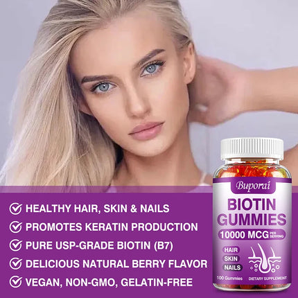 Gomitas de Biotina 10.000 mcg – Cabello, Piel y Uñas Fuertes