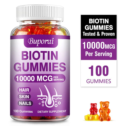 Gomitas de Biotina 10.000 mcg – Cabello, Piel y Uñas Fuertes