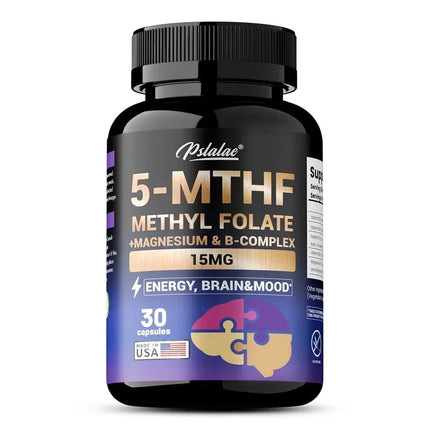 Suplemento de metilfolato 5-MTHF: mejora la memoria, el enfoque y la claridad, aumenta la función cognitiva, la energía, el soporte cerebral y el estado de ánimo S
