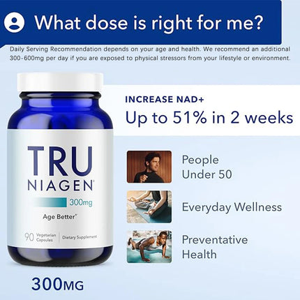 TRU NIAGEN Patented NAD + Suplemento para regeneración celular, apoya energía celular, cerebro, músculo |   Nicotinamida Ribósida (NR)