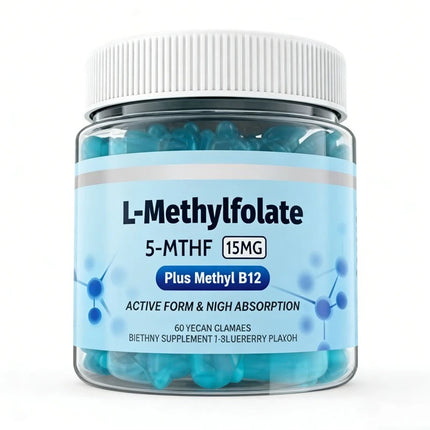 Gomitas de L-Metilfolato 5-MTHF con Metil B12, B1, B2, B6, Complejo B, Vitaminas, Apoyo Nutricional Diario General