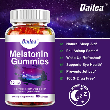 Melatonina 10 mg de gomitas para adultos (60 gomitas) - Gomitas para dormir y dormir profundo de máxima resistencia - Sin gluten, sin OGM, vegetarianas