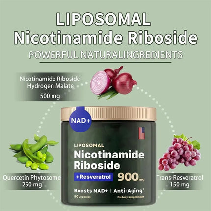 Nicotinamide Riboside Liposomal 900mg + Resveratrol Energía Sin Sabor