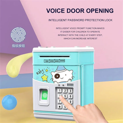 Cajero Automático de Imitación de Dibujos Animados Banco de Ahorro de Dinero Automático con Contraseña Caja de Música para Regalo de Niño y Niñas
