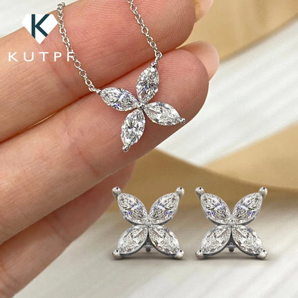 Butterfly Moissanite Jewelry Set Plata ley 925