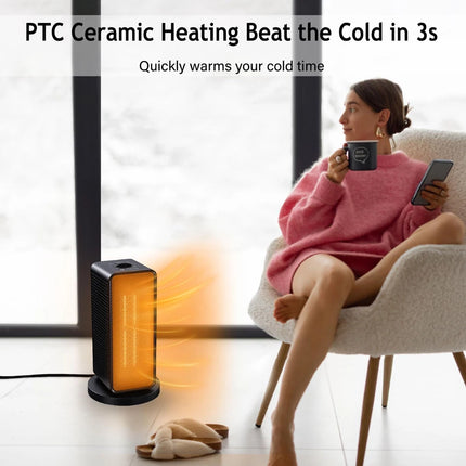 Calentador Eléctrico Vertical con Función de Oscilación de 70° para Hogar, Dormitorio y Oficina