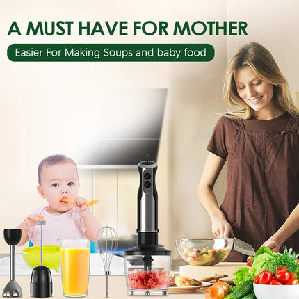 Batidora de Mano Eléctrica Wancle de 1000W 5 en 1: Potente Mezclador de Cocina para Batir, Picar Carne y Procesar Alimentos