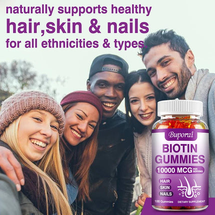 Gomitas de Biotina 10.000 mcg – Cabello, Piel y Uñas Fuertes