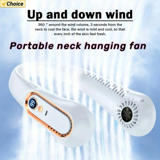 Combate el calor: Ventilador de cuello portátil 5 velocidades, USB, pantalla digital y tecnología ultra silenciosa