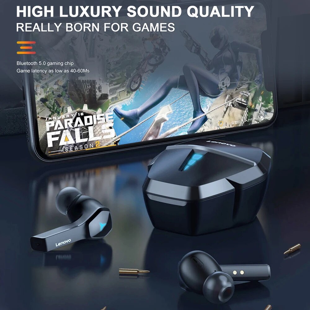 Audífonos  Bluetooth Lenovo HQ08: Paquete de 10 al Por Mayor, en Stock, Auriculares para Juegos con Baja Latencia, Sonido HIFI ACC, Inalámbricos TWS con Doble Micrófono
