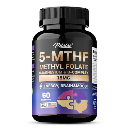 Suplemento de metilfolato 5-MTHF: mejora la memoria, el enfoque y la claridad, aumenta la función cognitiva, la energía, el soporte cerebral y el estado de ánimo S