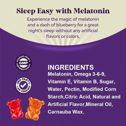 Melatonina 10 mg de gomitas para adultos (60 gomitas) - Gomitas para dormir y dormir profundo de máxima resistencia - Sin gluten, sin OGM, vegetarianas