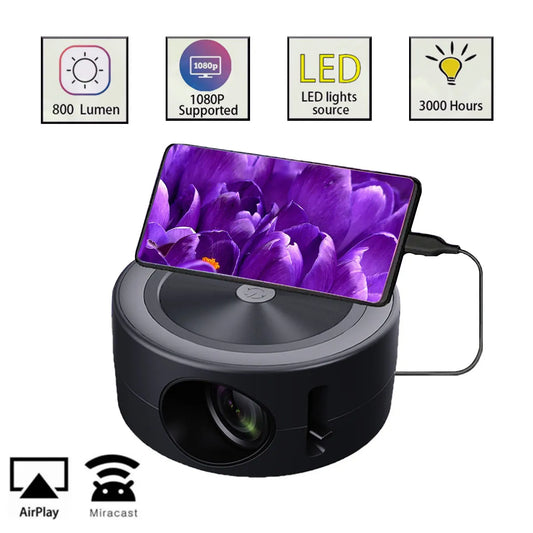Proyector LED Salange: Mini Proyector de Video Móvil para Cine en Casa, Soporte 1080P, Sincronización USB con Smartphone, Proyector para Niños PK YT200