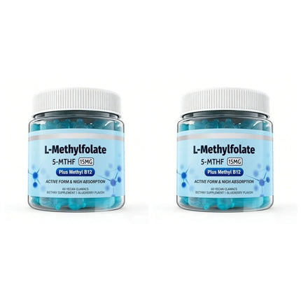 Gomitas de L-Metilfolato 5-MTHF con Metil B12, B1, B2, B6, Complejo B, Vitaminas, Apoyo Nutricional Diario General