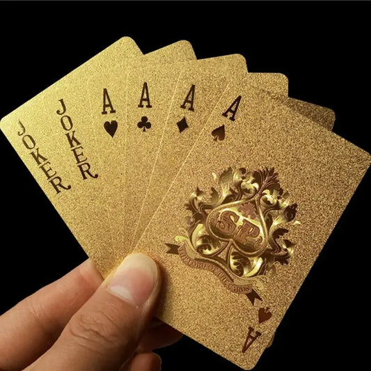 Baraja de Cartas de Oro de 24K - Ideal para Poker, Bromas Prácticas y Regalos para Fiestas Navideñas, Halloween y Acción de Gracias