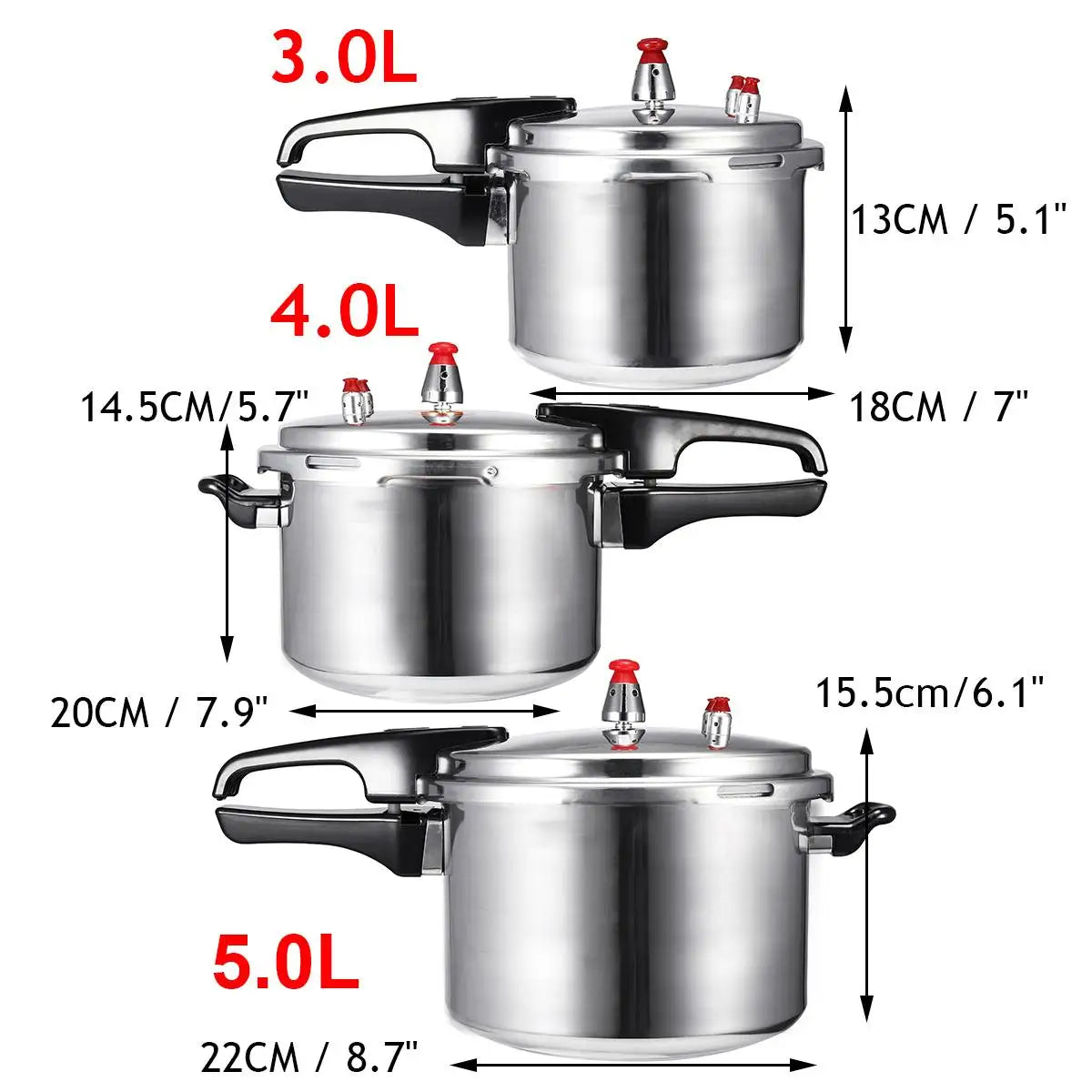 Olla a Presión de Cocina 18/20/22/28 cm para Estufa Eléctrica y de Gas: Utensilios de Cocina Seguros y Ahorradores de Energía para Camping Exterior, Capacidades de 3/4/5/11L