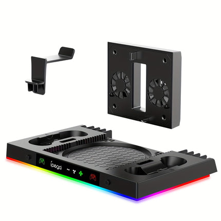 Soporte de Enfriamiento para Xbox Series X con Carga para Controlador, Luz RGB, Ventiladores Dobles y Soporte para Auriculares.